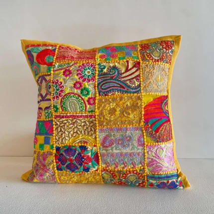 Yellow Patchwork Cushion Cover